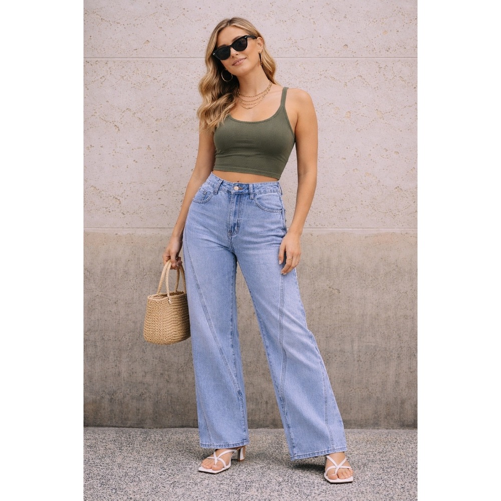 Commense Vintage Style High Waist Straight Leg Denim Jeans size L NEW